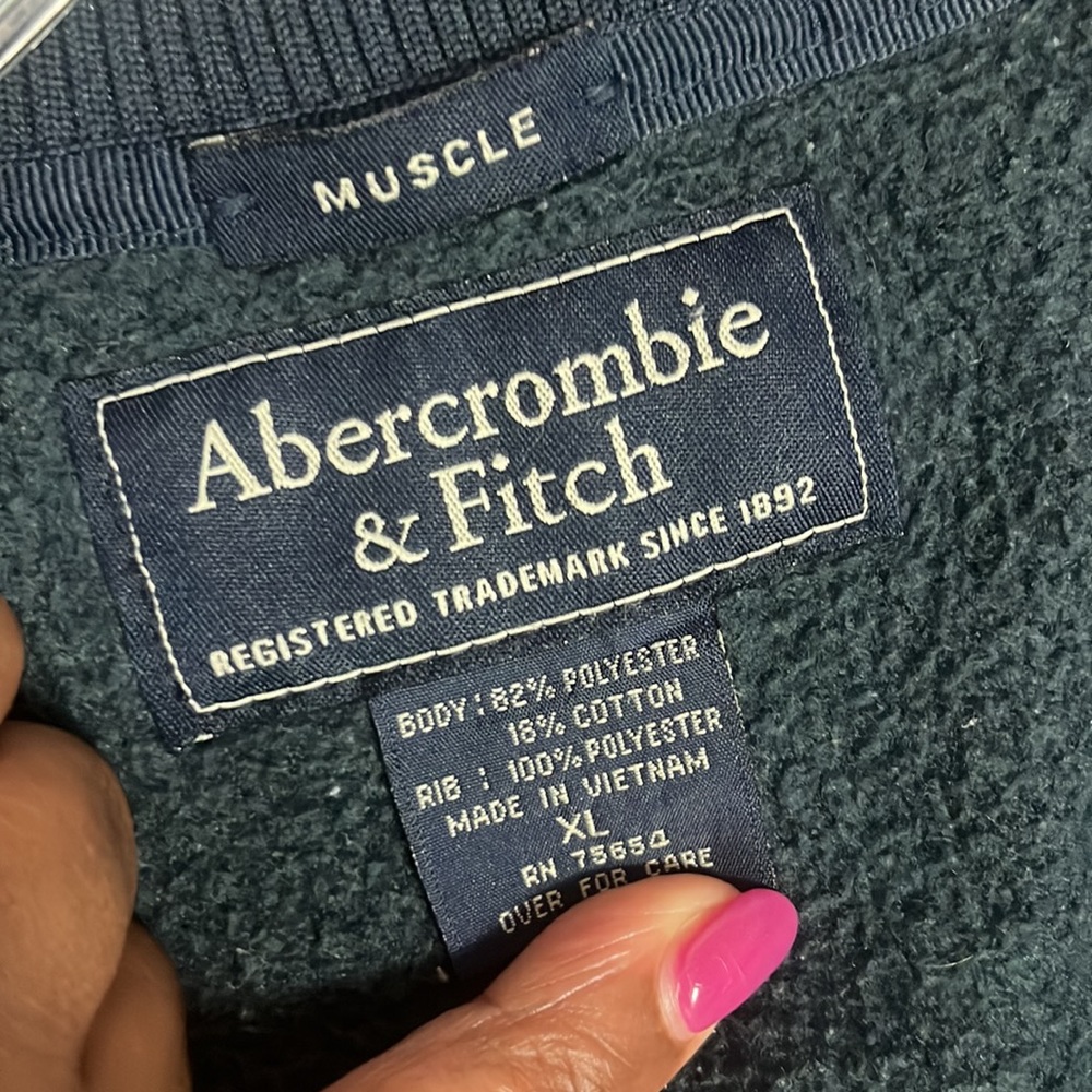 Abercrombie & Fitch Jacket Men Extra Large Navy Blue Zipper Closure Cotton Blend - Picture 6 of 6